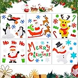 Christmas Stickers Window Clings for Kids, Gel Window Stickers Christmas Decorations Snowflake Santa...