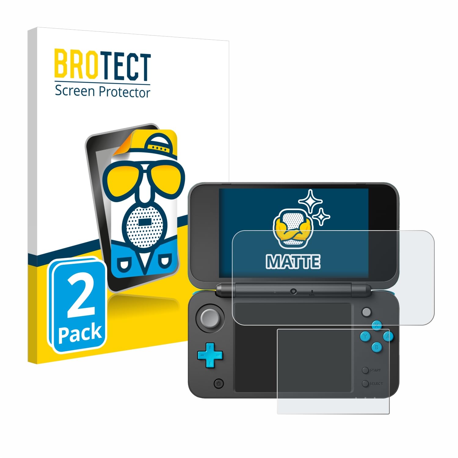BROTECT Protector Pantalla Anti-Reflejos para New Nintendo 2DS XL (2 Unidades) Película Mate Anti-Huellas