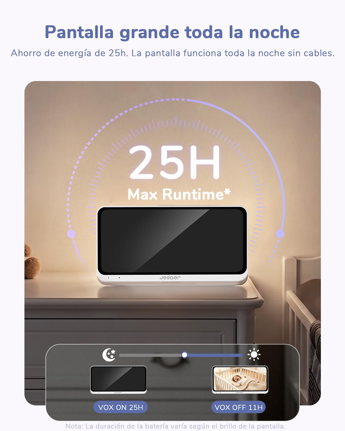 6,5'' 2.5K tactil Camara Vigilancia Bebe con Camara 4MP PTZ y App
