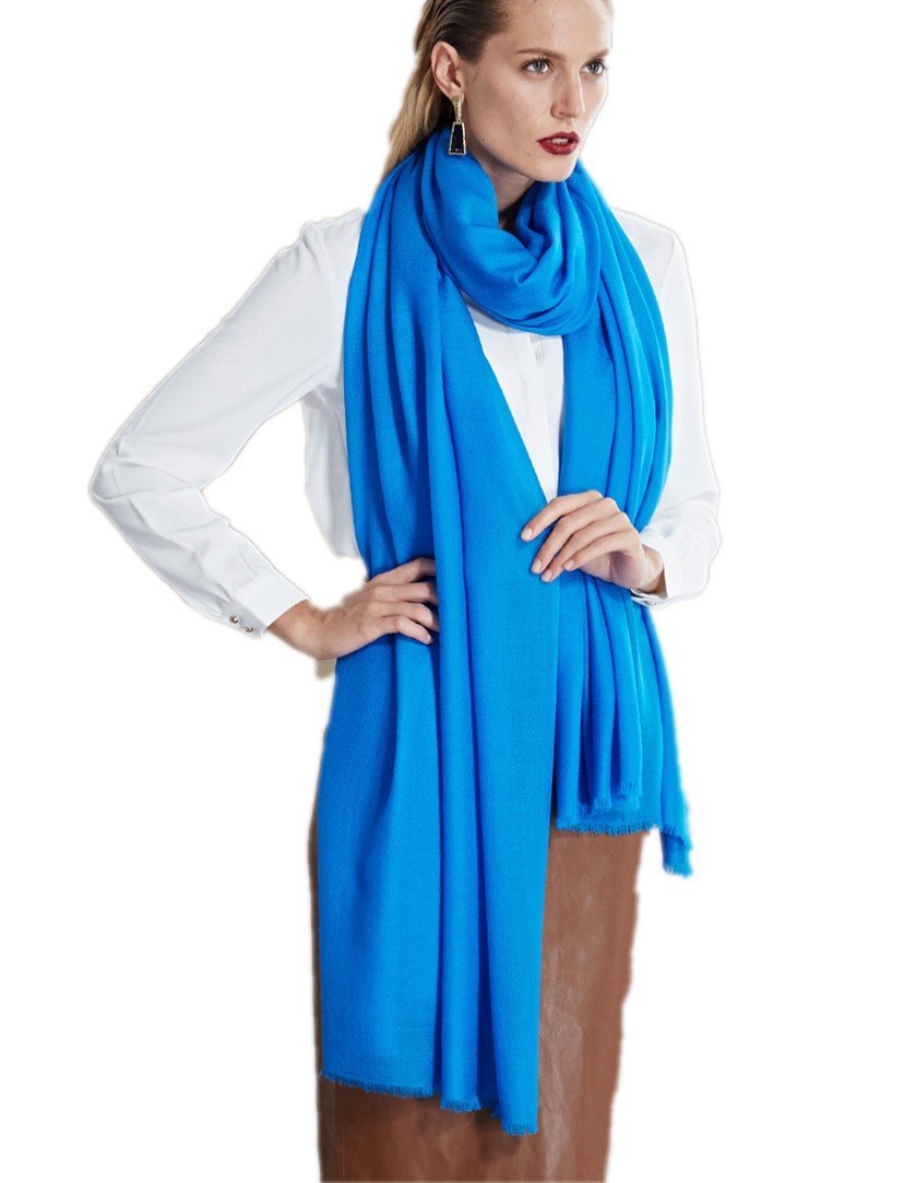 100% lana unicolor con deshilachados hilado fino 80 Bufanda Pashmina - 15 colores