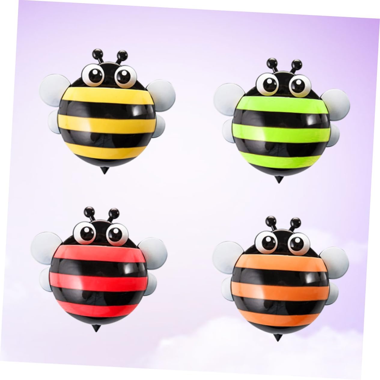 MAGICLULU 4pcs Toothpaste Container Suction Cup Mount Bee Boys and Girls Toothbrush Holder Wall Mount Pen Container for Bumblebee Random Color image 5