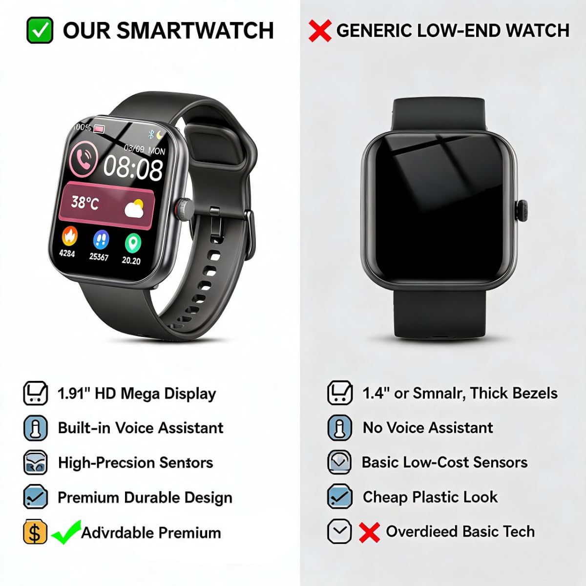 Smartwatch Damen Herren (Anrufe/Alexa), 1.91" HD Fitnessuhr mit Pulsuhr Schlafmonitor Sauerstoff Schrittzähler Uhr, Sportuhr IP68 Wasserdicht Fitness Tracker, 100 Sportmodi Smart Watch für iOS Android