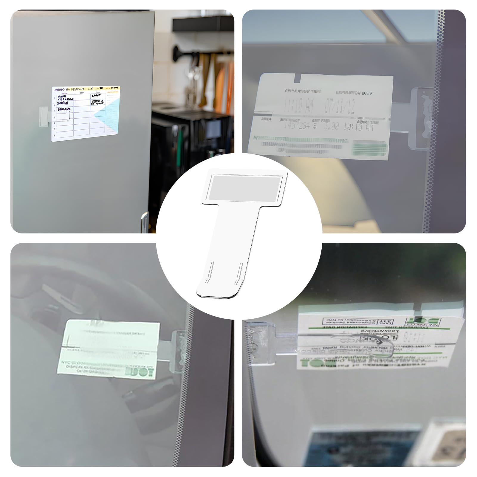 Joyan 4 Piezas de Soporte de Boletos de Estacionamiento, Parabrisas de Soporte de Estacionamiento Transparente, Clips de Boletos para el Disco de Protección de Viento del Automóvil