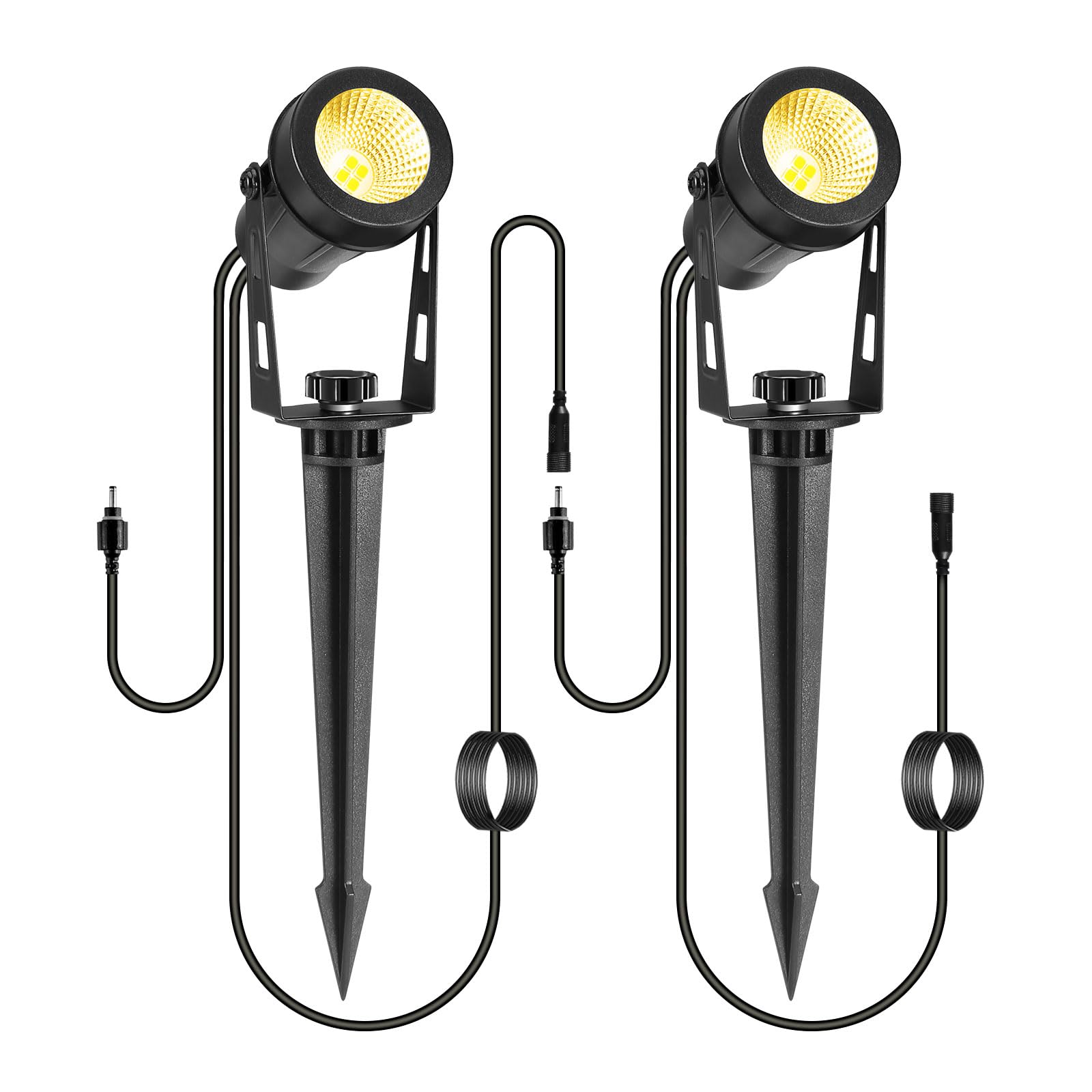 ECOWHO 2 Pack Gartenstrahler ohne Stecker 12V 3W LED Gartenbeleuchte Verlängerungsgartenlichter (Warmweiß, 2er-Pack)