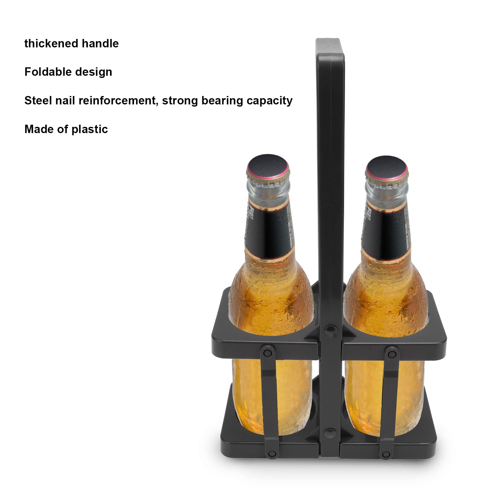 Portabebidas Plegable De 2 Paquetes, Portabebidas Reutilizable Portátil con Mango Grueso Portavasos De Plástico para Bebidas para Entrega(Negro)