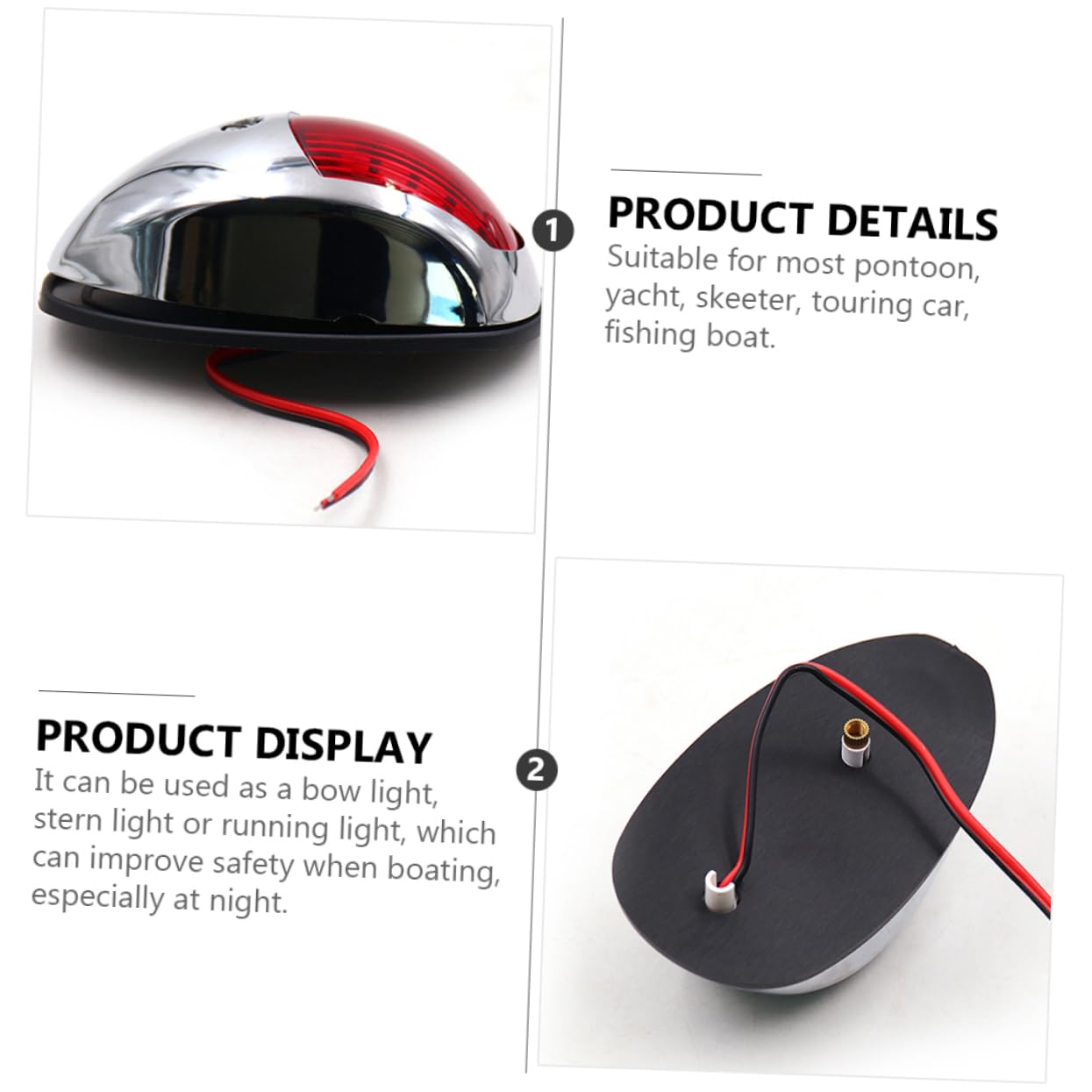 Lot De 6 Feux De Navigation étanches Pour Bateau – LED ABS Rouge, 12V, Pour Pont, Poupe, Kayak, Longue Durée 30000h