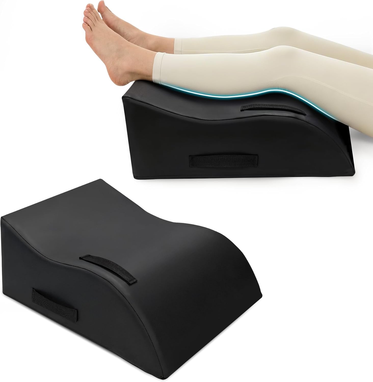 Massage Table Bolster Pillow for Leg Support,GDurable 30D Foam with Easy-Clean PUCover,Wavy Elevating Leg Wedge for Physical Therapy(Black)