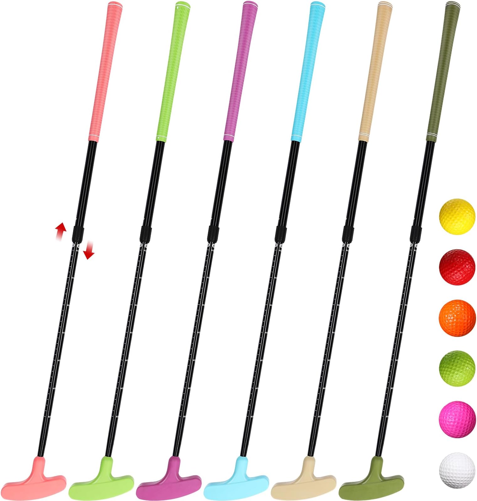 Wettarn 6 Set Golf Putters for Men and Women Two Way Mini Golf Putter with 6 Balls for Right or Left Handed Golfers Adjustable Length