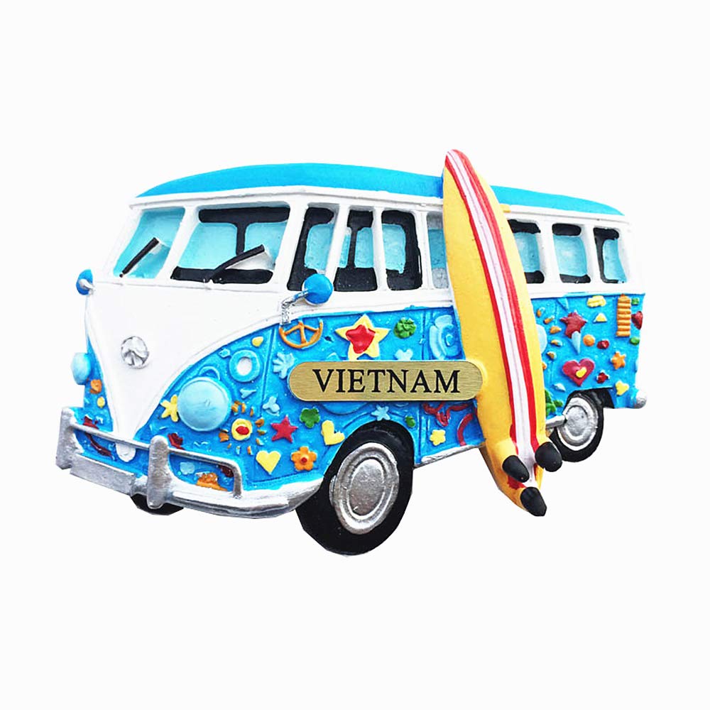 MUYU Magnet 3D Bus Shape Vietnam Fridge Travel Souvenir Gift Home Kitchen Refrigerator Decoration ic Sticker Craft Collection