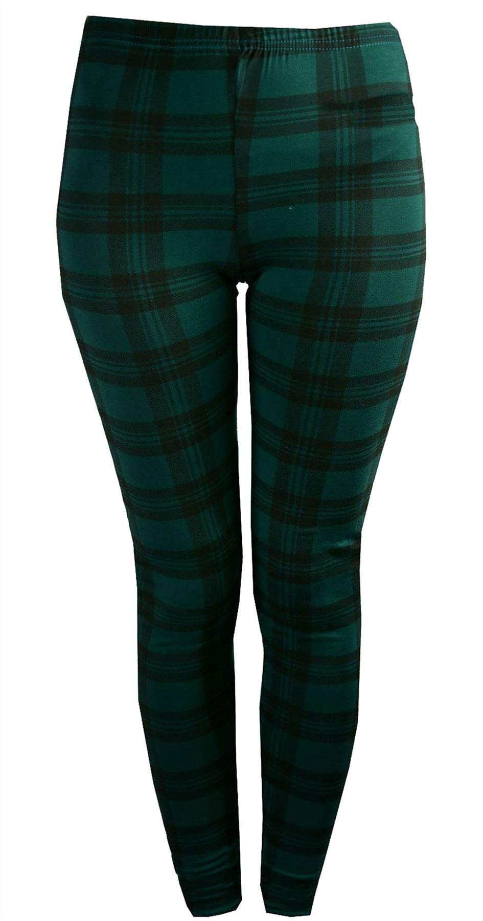 WearAllWomens Plus Red Tartan Check Print Elacticated Ladies Full Length Long Leggings 14-22