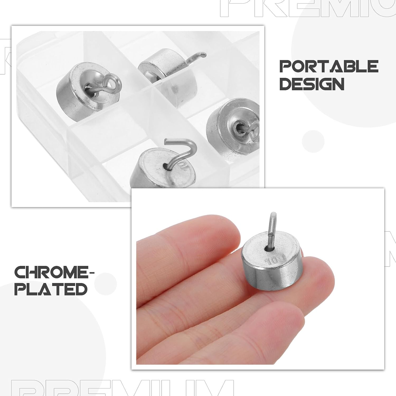 Alipis 10pcs Lab Calibration Hook Weights Set 10g Chrome Plated Gram Weight Kit for Digital Hanging Scales Physics Science Teaching Equipment