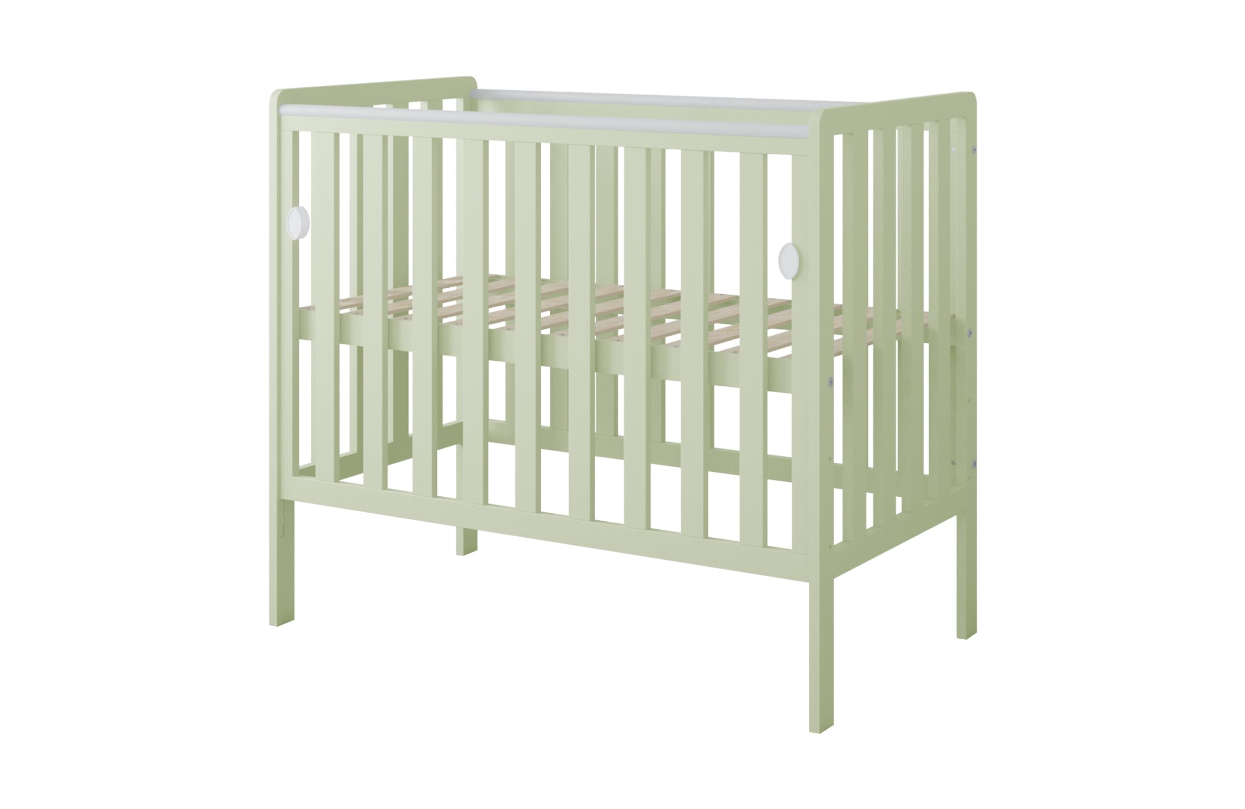 zee Bambi Mint Beistellbett Baby mit Rollen 100x50 cm Tragbar Babybett Verstellbarer Stubenwagen Kinder Bett im Minimalistischen Skandinavischen Stil 3-Fach Höhenverstellbar