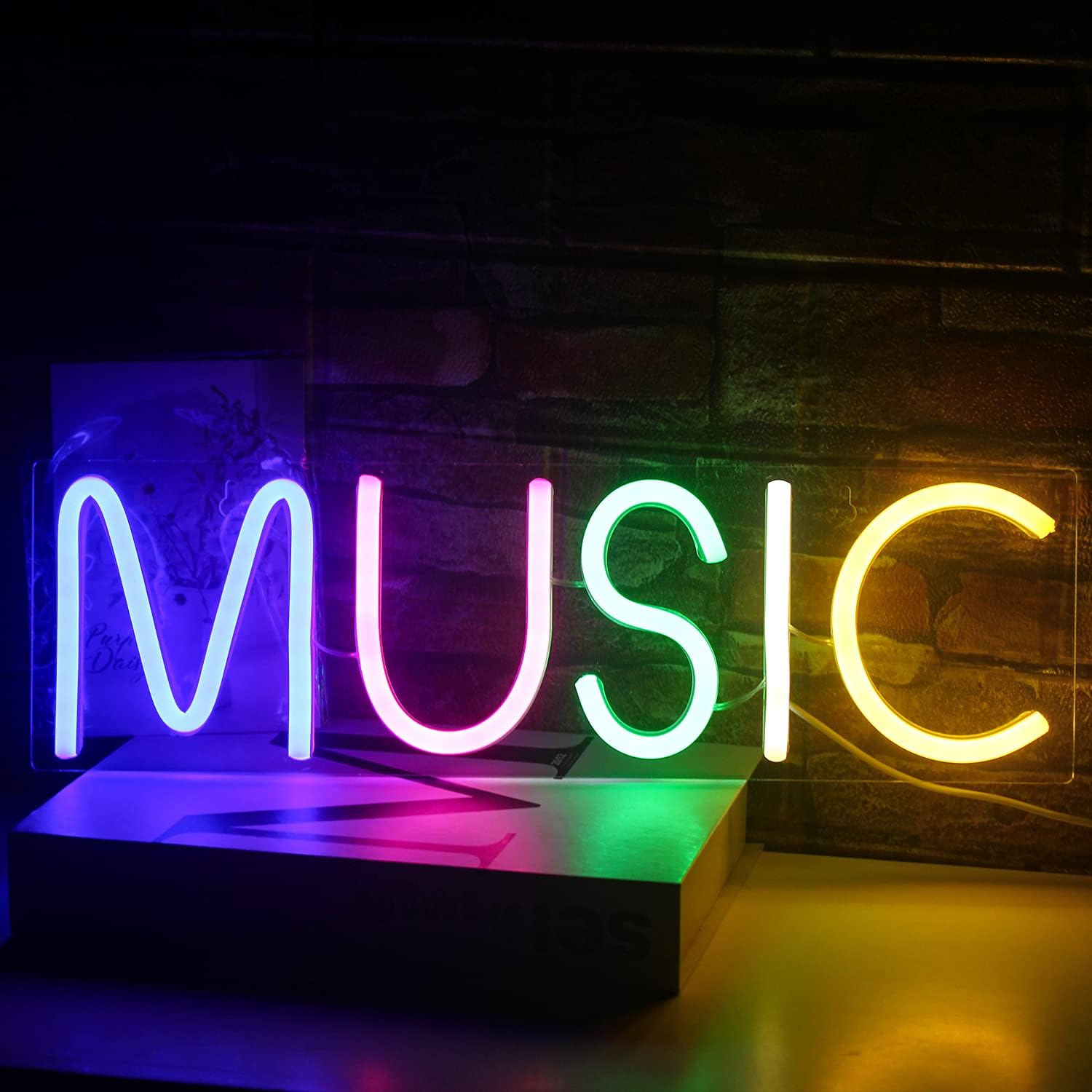 Neon Light Music Light Sign for Wall Decoration Colourful Letters Neon Lights Sign Music Word