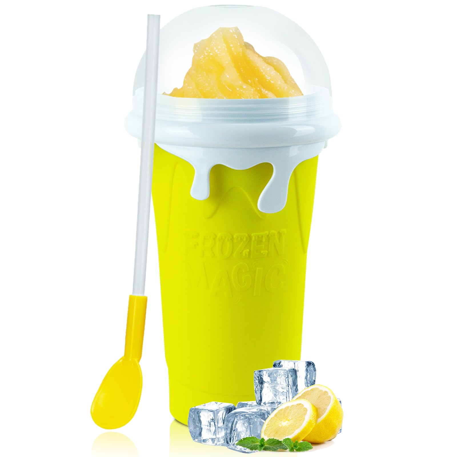 ROEDEER Large Slushie Cup 500ml,Frozen Magic Slushy Cup Maker,DIY Homemade Ice Cream,Milk Shake,Drinks Smoothie,Fruit Juice Slush Cup,Cool Stuff Gifts for Kids and Family - Yellow