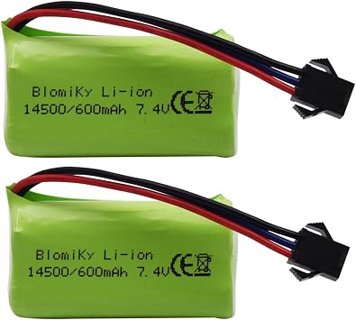 Blomiky 7.4V 600mAh 4.44Wh SM-3P Plug 10C Battery Suitable for G03060R Some Version Amphibious RC Trucks / C60 Battery Only