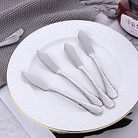 Vista 3 de BUY&USE - Juego de vajilla plateada de acero inoxidable de 5.3 pulgadas con superficie martillada, 12 piezas para sándwiches de mantequilla, queso