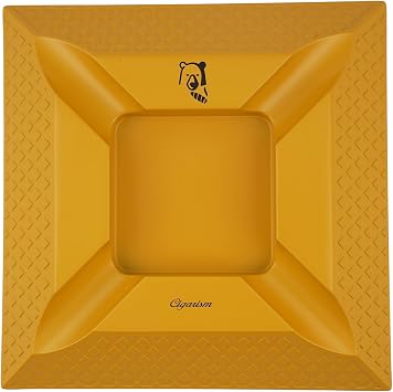 Tabletop Cigar Ashtray City Wall Style, Diamond-shaped Pattern, Large Size Fit 4 Cigars Yellow