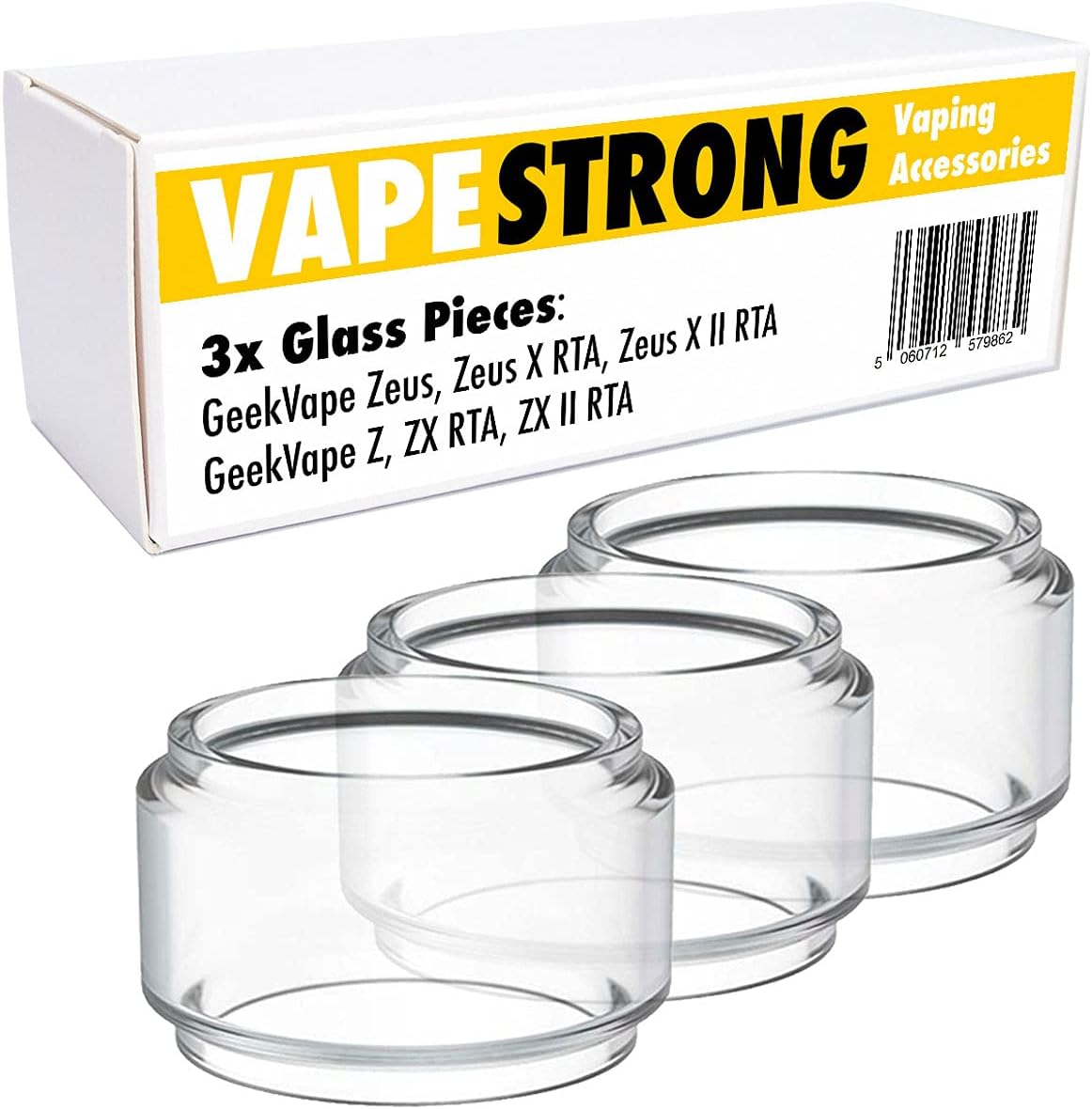 3X Spare Bubble Glass Tube for GeekVape Zeus or Z Subohm, Zeus X RTA, ZX RTA & Dual RTA Tanks Fatboy Bulb Fat Boy