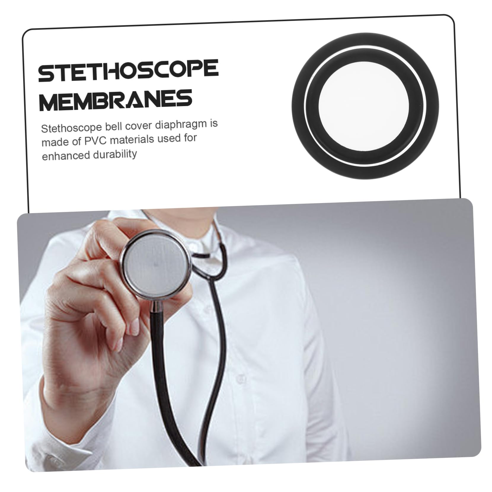 MAGICLULU 5 Set Accessori Per Stetoscopi Membrane Per Mantenimento Dell'igiene Del Ricambio Copertura Del Diaframma Medico Calzante Fonendoscopio Pvc Black 2 Pezzi*5