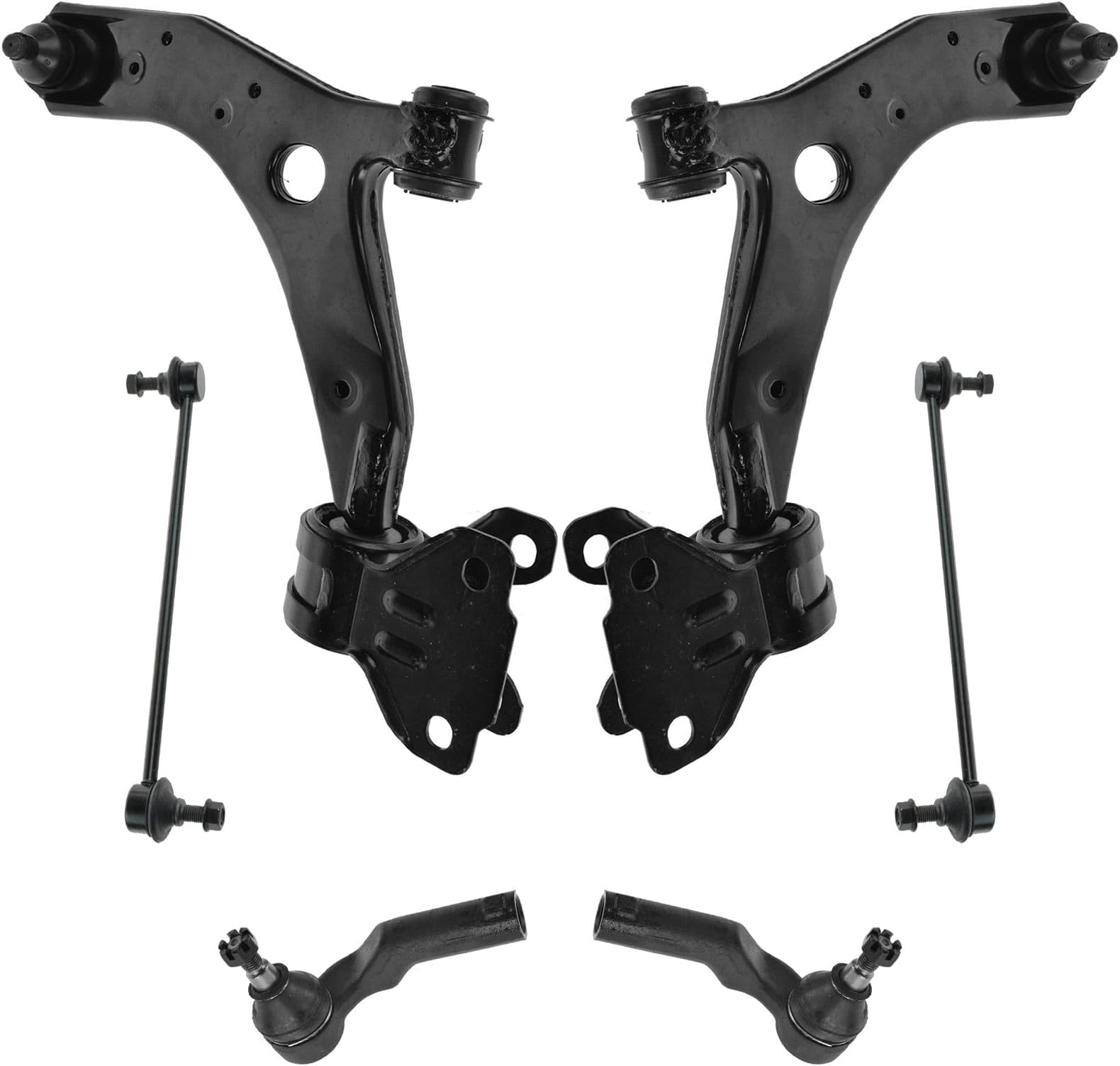 TRQ Front Steering & Suspension Kit Control Arm with Ball Joint Sway Bar Stabilizer Link Tie Rod Compatible with 2010-2013 Mazda 3