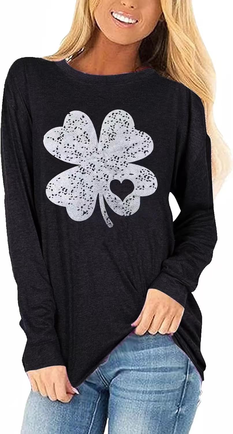 Women's St. Patrick's Day Clover T-Shirt - "Blessed And Lucky" & "I'm One Lucky Mama" Graphic Tees (Large, Black) - View #8
