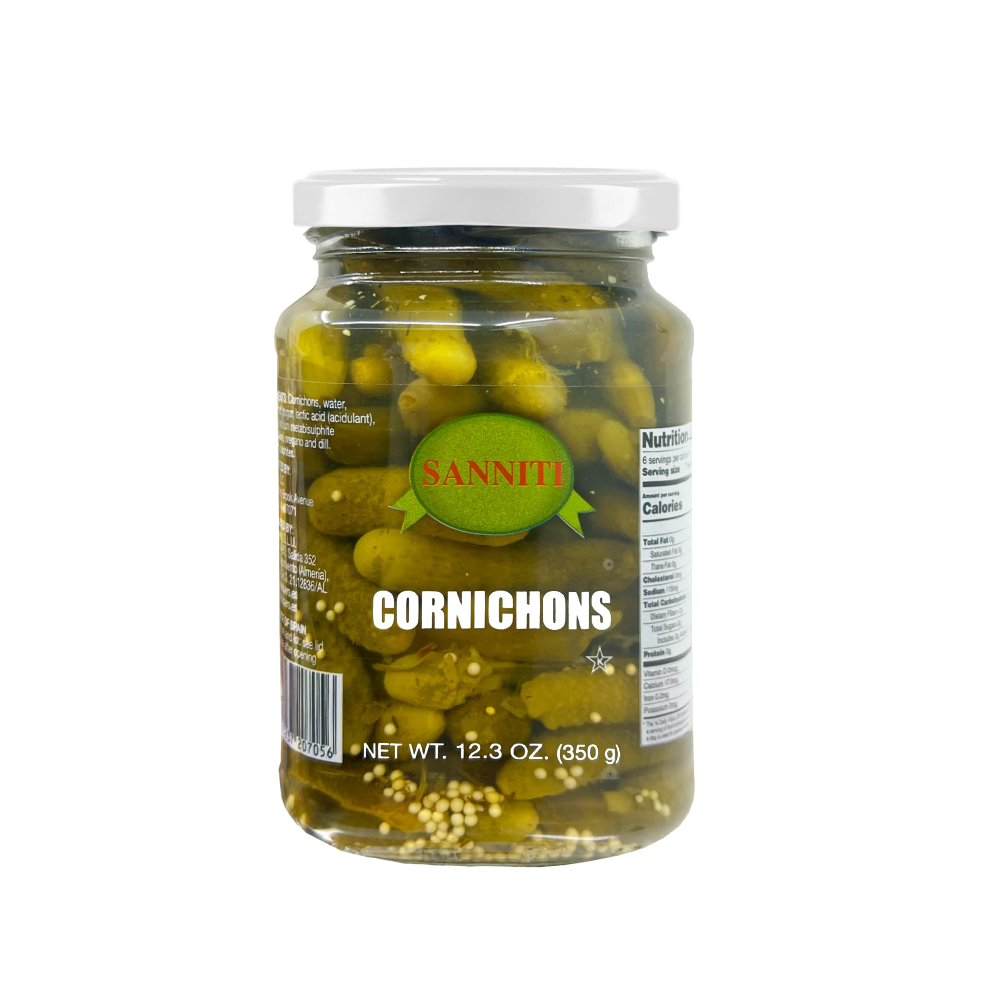 Cornichons | Imported from Spain | Perfect for Charcuterie Boards, in a Salad, or as a Snack | Packed in Vinegar and Salt Brine, 12.3 oz (12.3 oz, 1, Count)