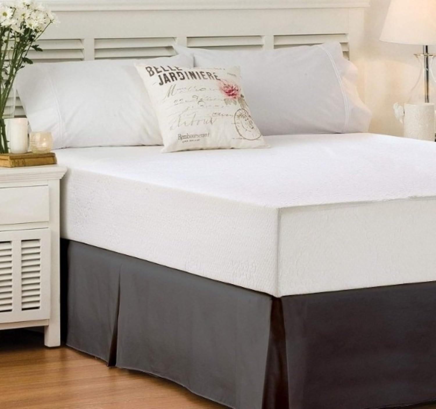 100% Natural Egyptian Cotton 600 Thread Count Silky Soft Comfortable 66X80 Inch Olympic/Expanded Queen Size Split Corner Bed Skirt White Solid 16" Drop Length