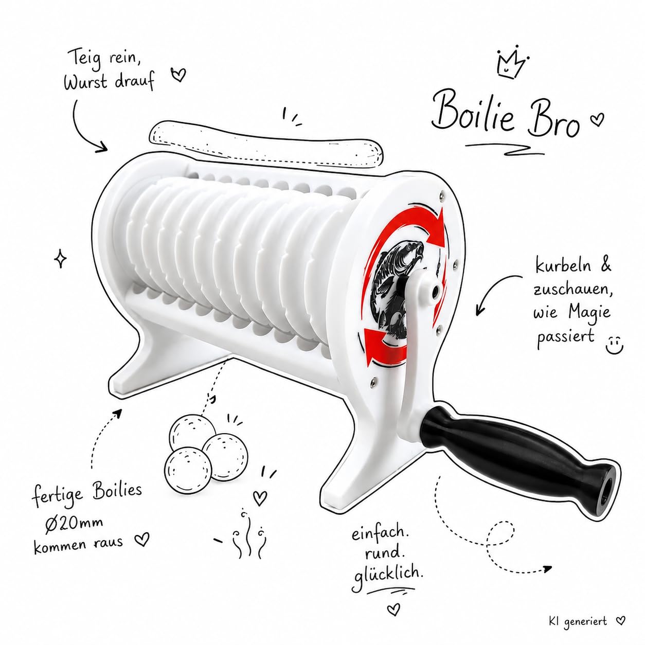 Generisch Boilie Bro Manueller Boilie Roller 20 mm – Boilies schnell & gleichmäßig selber Rollen – Boilie Maker für Karpfenangler – robuste Konstruktion – Karpfen – Made für Hobby & Profi