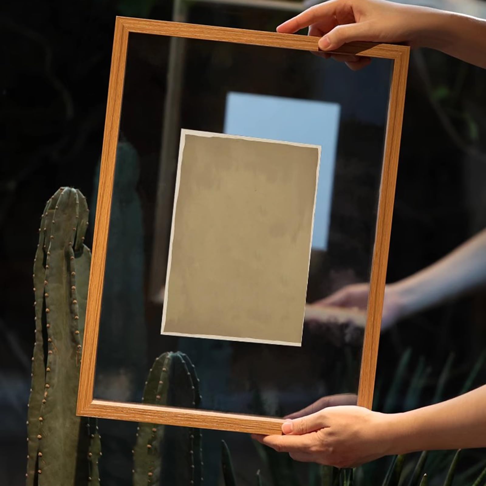 a4 frame, Glass Wood Acrylic Picture Frames For Pressed Flowers Postcards Multicolor(Wood Grain,A4)