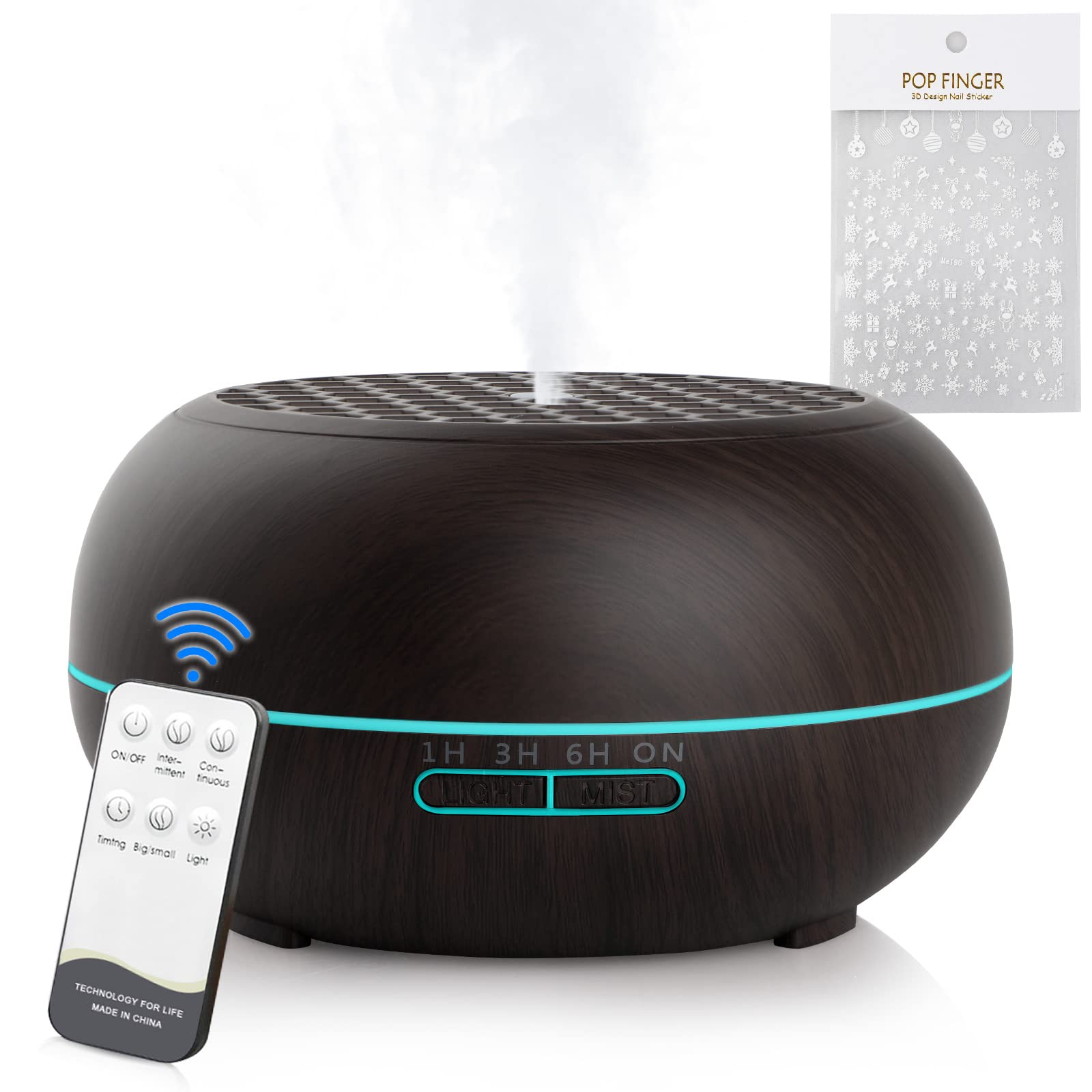 Simpeak Ultrasone Diffuser 2BEHOME Aroma Diffuser 550ML Met Afstandsbediening - 2 Etherische Oliën Geurverspreider Ultrasoon