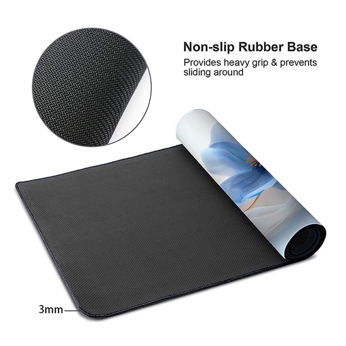 Tappetino per Mouse Gaming XXL 1200x600x3mm– Ufficio Mousepad Grande – Migliora la Velocità e la Precisione Tenuta Stabile Sottomano per Ufficio e Casa Accessori Scrivania Fiori PjY9443 N-U