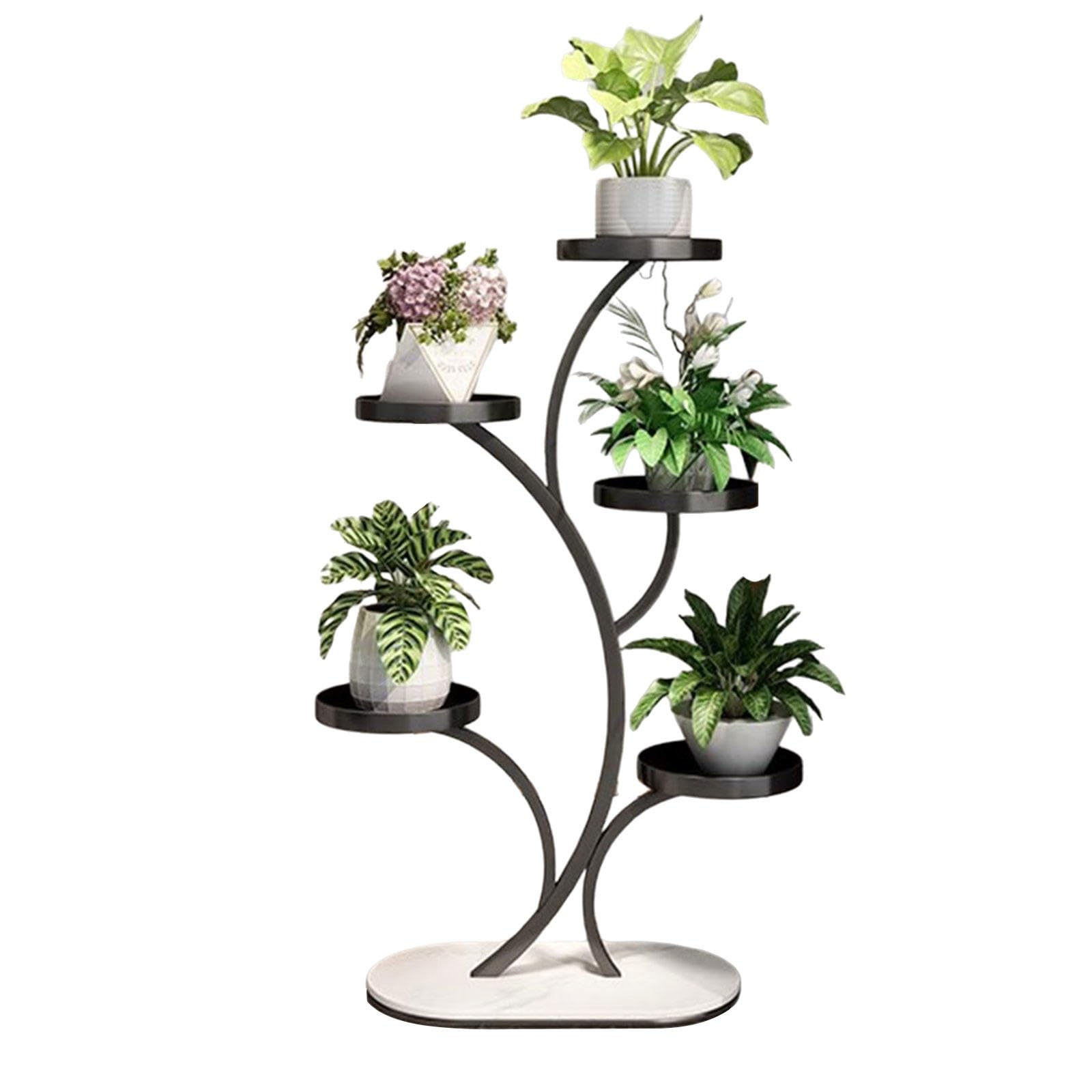 Scaletta Portavasi a 5 Livelli per Interni ed Esterni 40x22x113 cm in MDF e Acciaio Nero