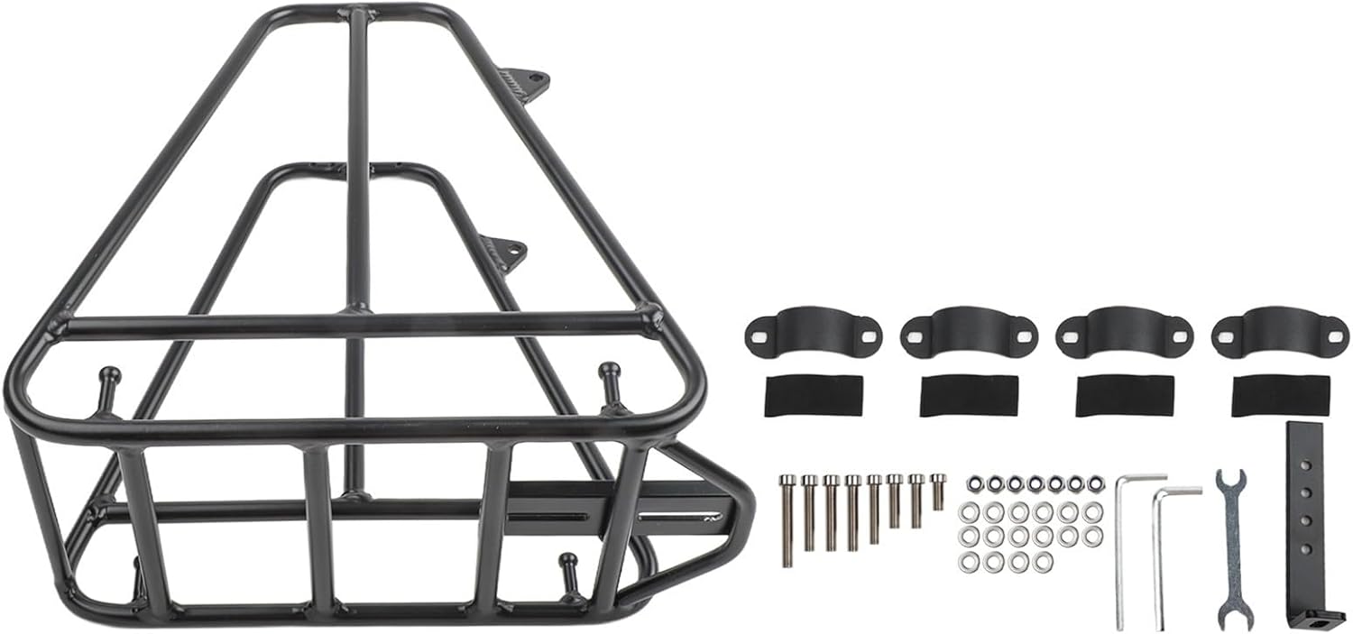 Bike Front Rack, Metal Pannier Rack Bike Luggage Rack Ebike Carrier Cargo Luggage Shelf Front Fork Rack For Bicycle Shopping