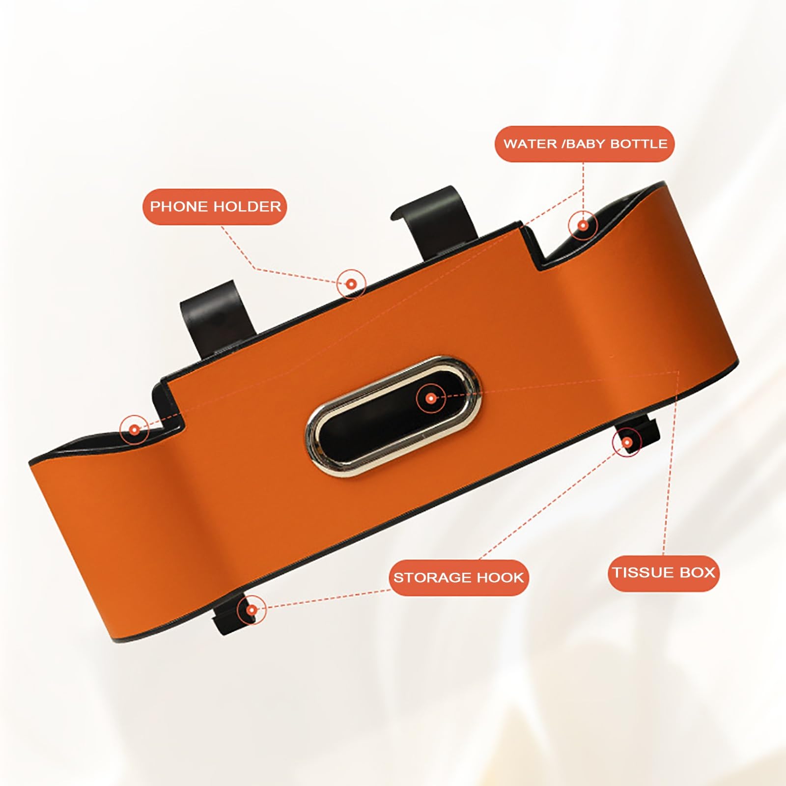 Scatola portaoggetti for schienale sedile, scatola porta fazzoletti portaoggetti 5 in 1 for seggiolino auto,nuovo organizer universale multifunzionale 2025 con 2 portabicchieri,scatola(Beige)