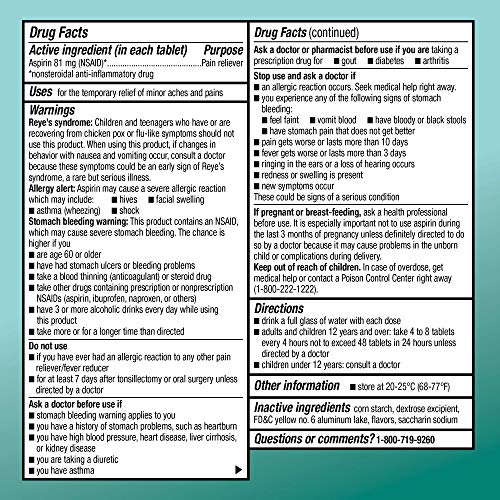 Amazon Basic Care Low Dose Chewable Aspirin 81 mg Tablets, Pain Reliever, Orange Flavor, 36 Count (Pack of 2) view 4