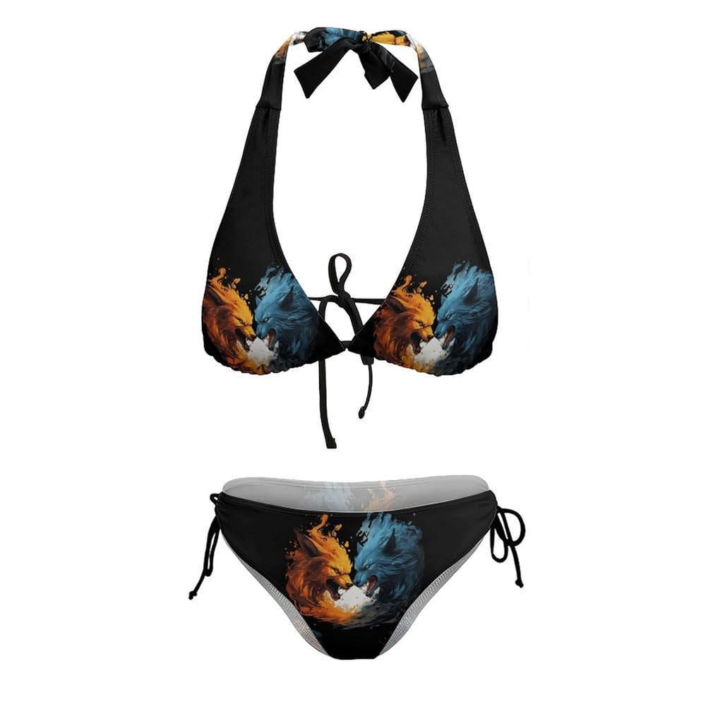 Amazon.com: Wolf Face in Ice and Fire Bikini Set for Women