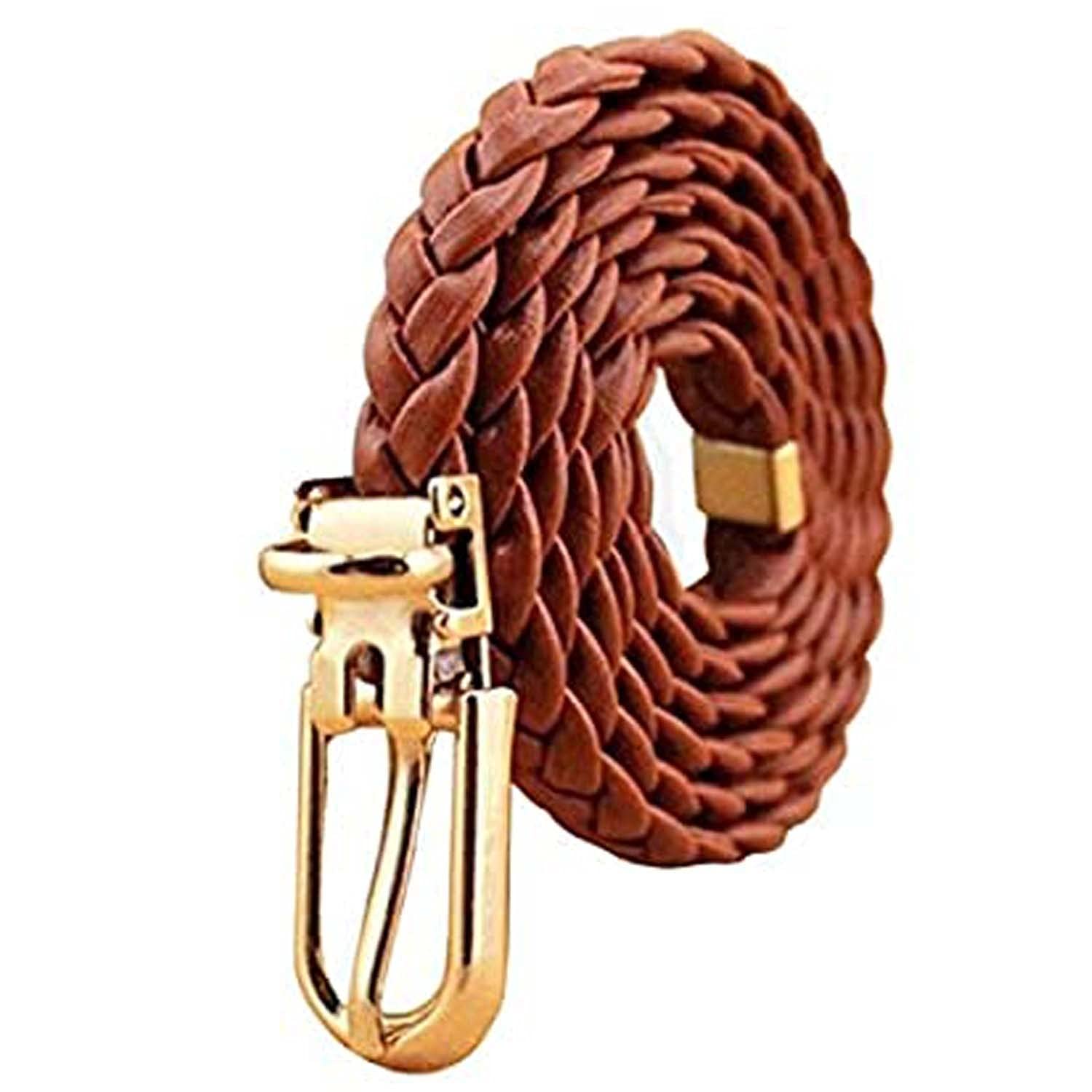 Women Brown P.U Leather Braided Belt-image-35
