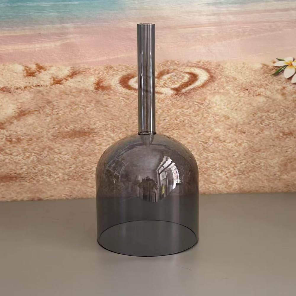 ENERGYSOUND Grey Color Alchemy Solid Handle Clear G Throat Chakra Quartz Crystal Singing Bowl 6 inch