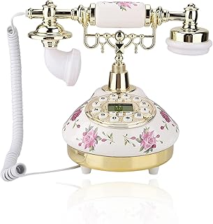 Yoidesu Retro Landline Telephone, European Old Fashioned Classic Fixed Digital Telephone with Push Button LCD Display, Automatic Detection to FSK/DTMF Caller ID, for Home Office Hotel Decor