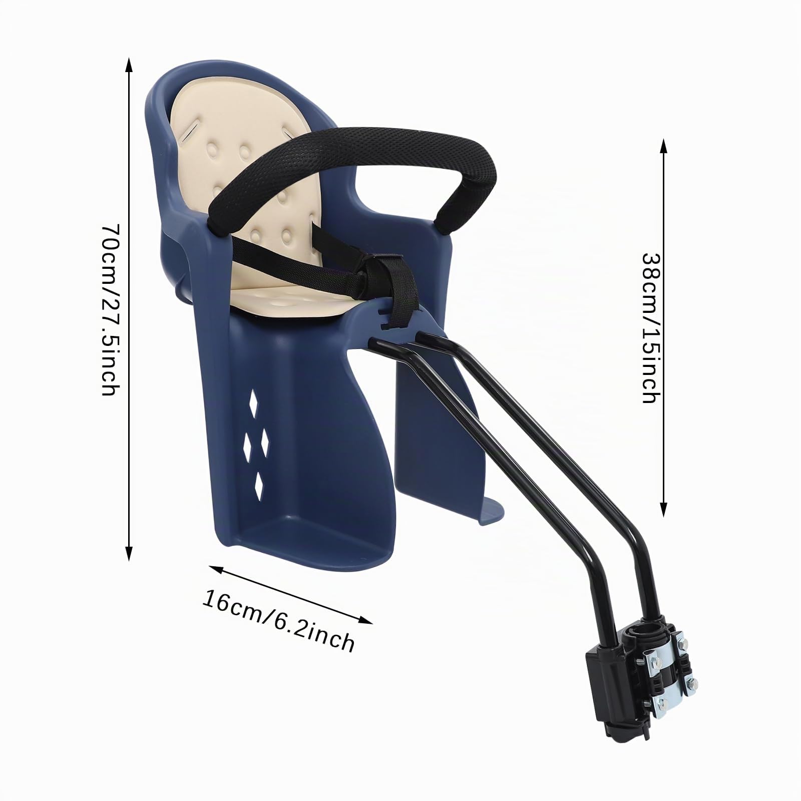 Asiento infantil de bicicleta para bicicleta, asiento trasero de bicicleta, con fijación al cuadro o sistema de fijación para portabicicletas, de 9 meses a 4 años, hasta 20 kg