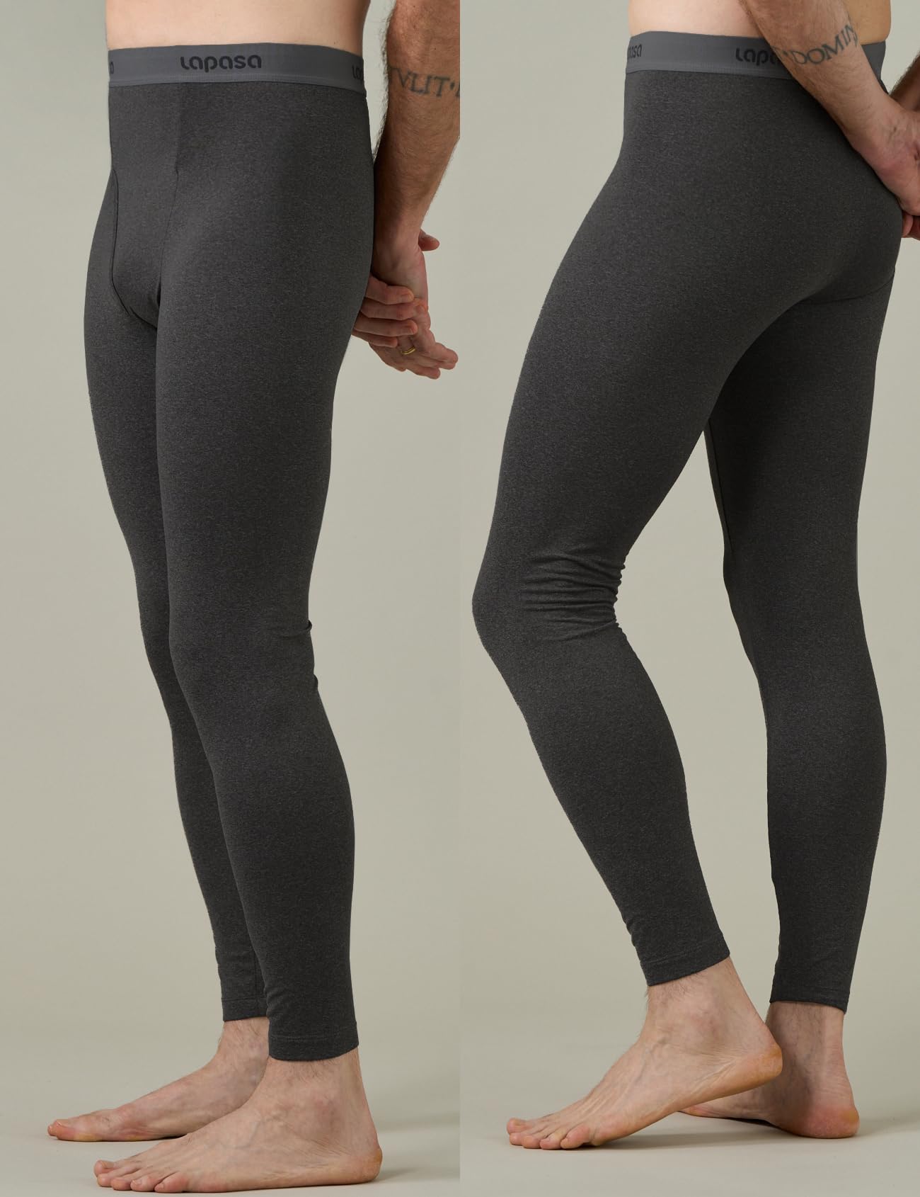 LAPASA Pacco da 2 o 1 Calzamaglie Termica Uomo Fodera in Pile Medio/Pesante Pantaloni Termici Sportivi Strato Base Biancheria Intima Leggings Caldi M10/M25/M56