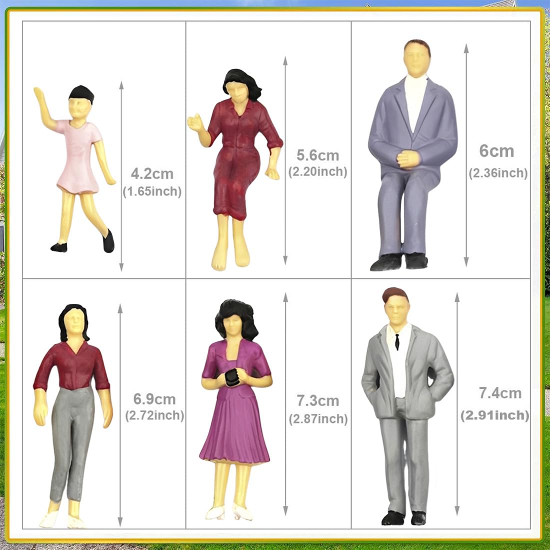 10 pezzi Figurine di Persone in Miniatura in Scala 1:25, Piccole Figure Dipinte Colorate Figurine de Miniature di Plastica, Figure di Persone Dipinte in Piedi e Sedute per Scene in Miniatura