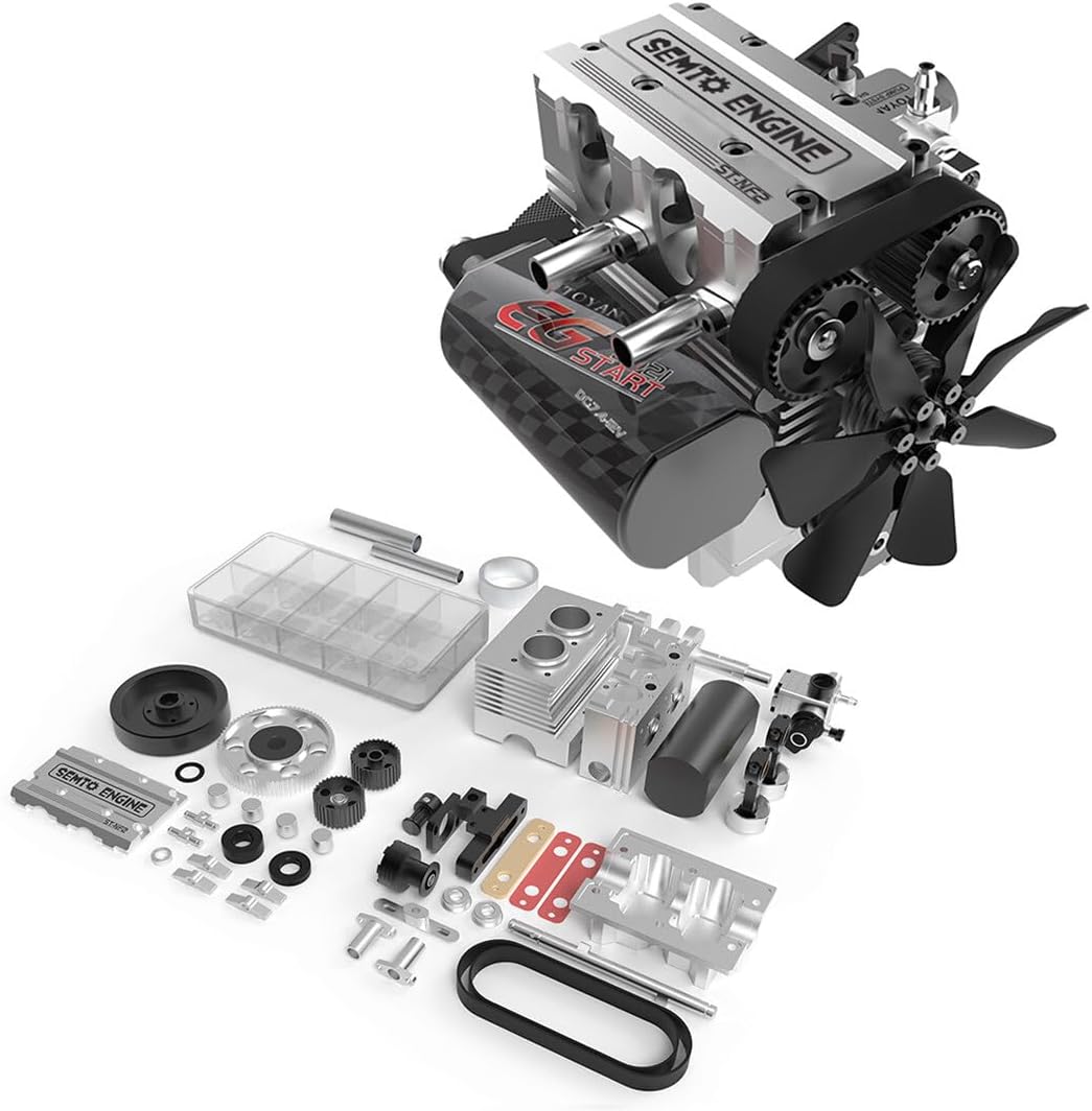 SEMTO Engine Model Kit, STNF2 Metal Engine Mini Inline 2Cylinder 4Stroke Interal Combustion