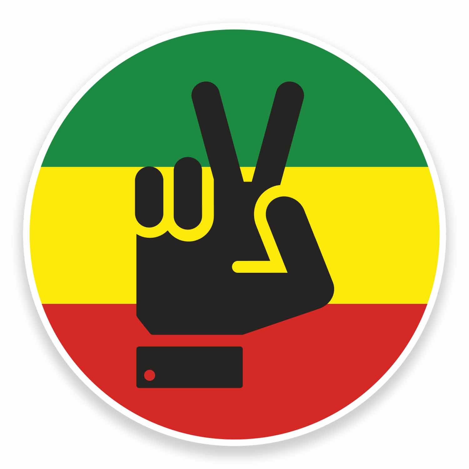 Destinationvinyl Multi 2 X 10Cm Rasta Peace Hand Jamaica Vinyl Sticker Laptop Travel Luggage Tag #9482 (10Cm Wide X 10Cm High)