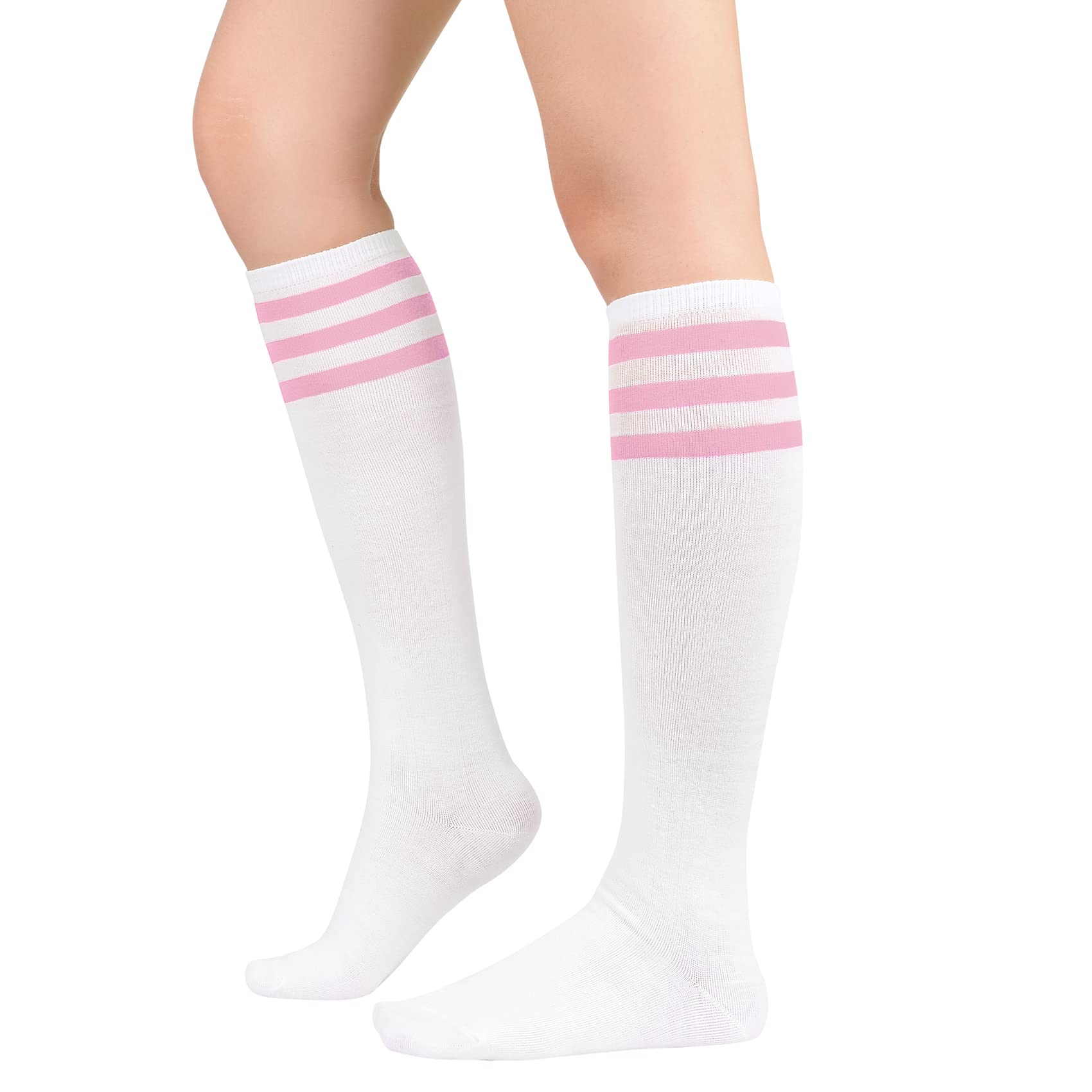 Durio Calcetines hasta la rodilla para mujer, calcetines altos de invierno, térmicos, largos, cálidos, largos, blancos y azules, talla única