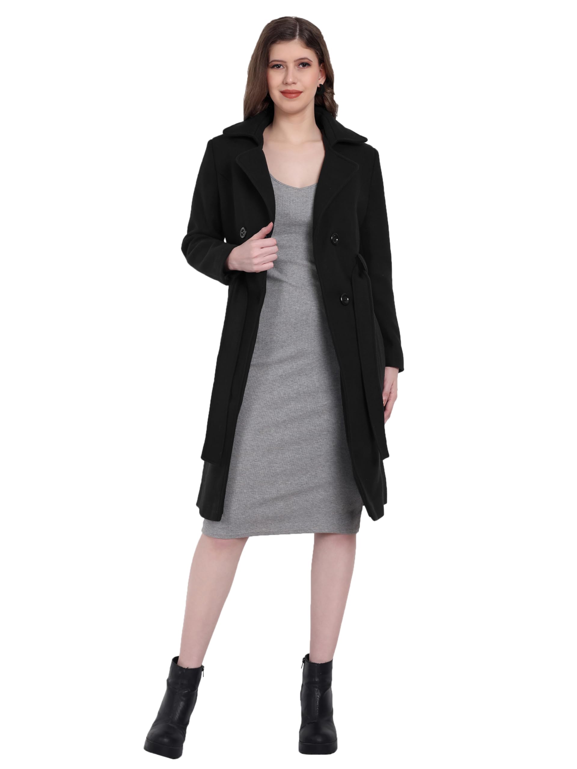 Women's Winter Trench Long Sleeves Over Coat With Pocket-image-24