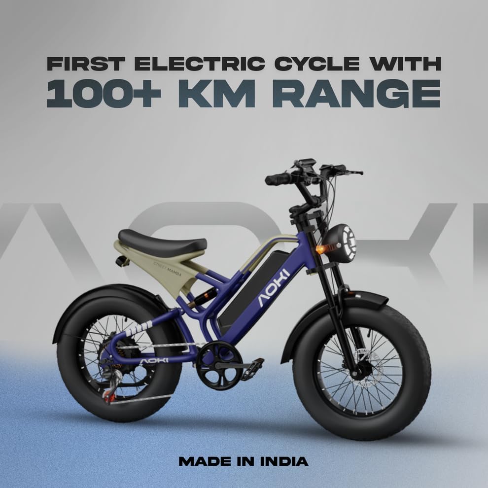 Image of Aoki Street Mamba Electric Bicycle | 48V 250W Motor | 105km Range | 15.8Ah Removable Battery | Dual Suspension | Colour LCD | NFC Smart Unlock | Midnight Blue