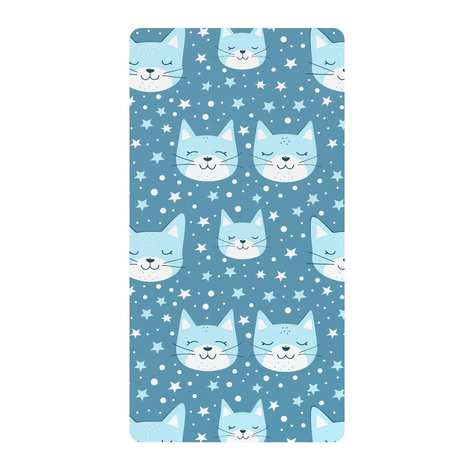 Blue Cats Stars Lenzuola per culla in cotone ultra morbido per lettino per bambini per la cameretta dei bambini, confezione da 1