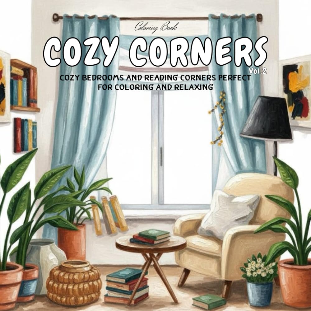 Cozy Corners - Vol.2: Cozy Bedrooms and Reading Corners Perfect for Coloring and Relaxing