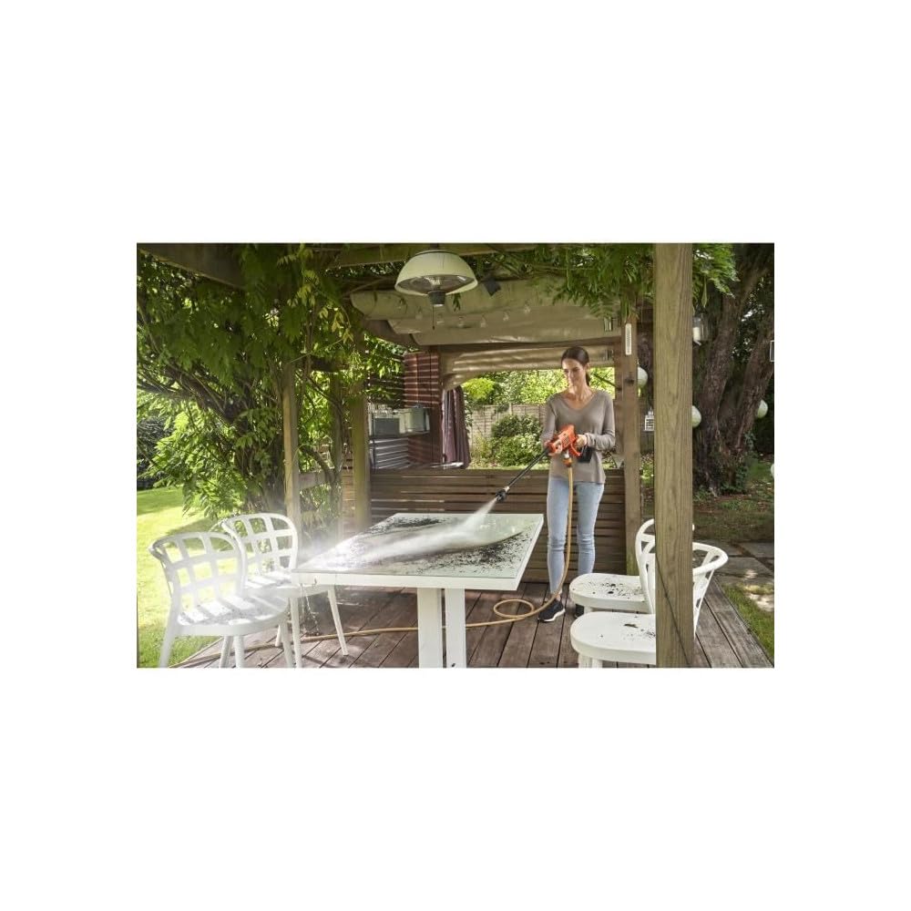 Black+Decker Akku-Druckreiniger BCPC18D1 (18V, 2.0 Ah, 24 bar, mobiler Druckreiniger zur Reinigung oder Bewässerung, mit flexiblen Wasseranschluss, 5in1 Multifunktionsdüse, inkl. Akku, Ladegerät)